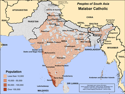Map of Malabar Catholic in India