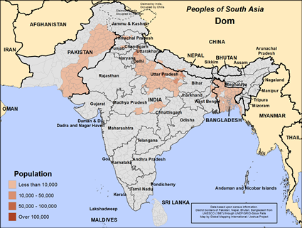 Map of Dom (Muslim traditions) in Nepal