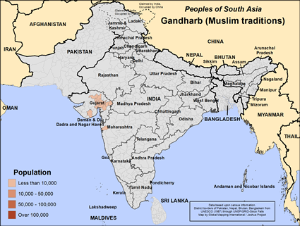 Map of Gandharb (Muslim traditions) in India