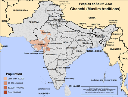 Map of Ghanchi (Muslim traditions) in India