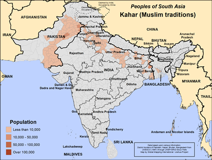 Map of Kahar (Muslim traditions) in Bangladesh