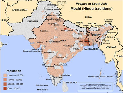 Map of Mochi (Hindu traditions) in India