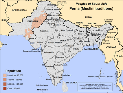 Map of Perna (Muslim traditions) in Pakistan