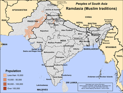 Map of Ramdasia (Muslim traditions) in Pakistan