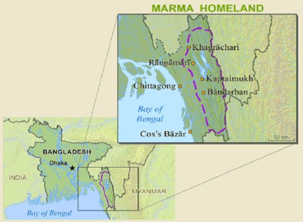 Map of Marma (Magh) in India