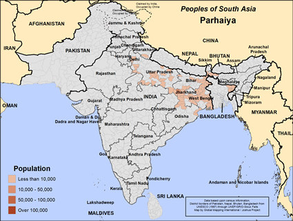 Map of Parhaiya in Bangladesh