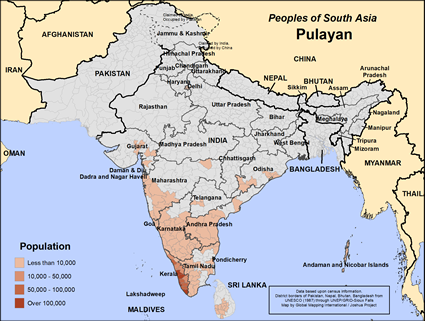 Map of Pulayan in Sri Lanka