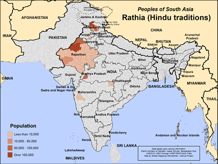 Map of Rathia (Hindu traditions) in Pakistan