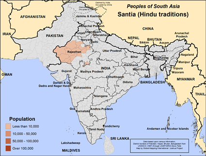 Map of Santia (Hindu traditions) in India