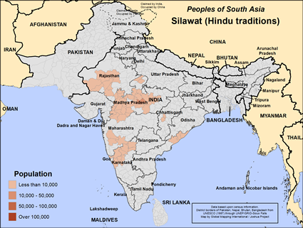Map of Silawat (Hindu traditions) in India