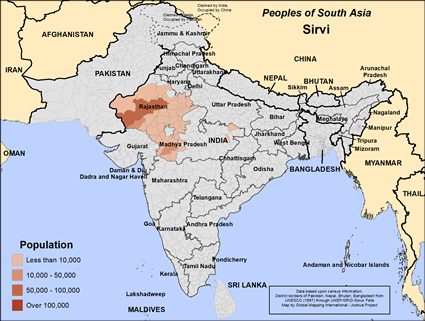 Map of Sirvi in India