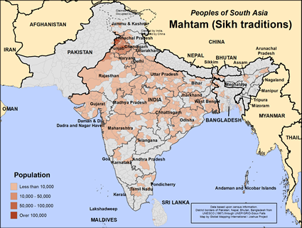 Map of Mahtam (Sikh traditions) in India