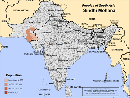 Map of Sindhi Mohana in Pakistan