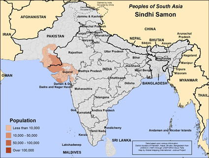 Map of Sindhi Samon in Pakistan