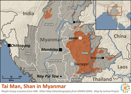 Map of Shan in Myanmar (Burma)