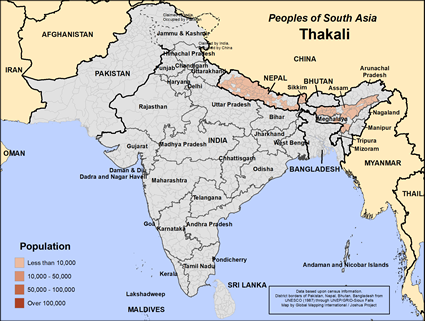 Map of Thakali in India