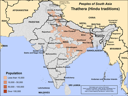 Map of Thathera (Hindu traditions) in India