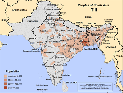 Map of Tili in Bangladesh