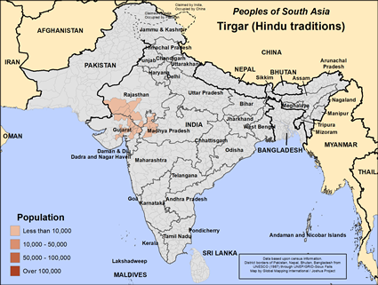 Map of Tirgar (Hindu traditions) in India