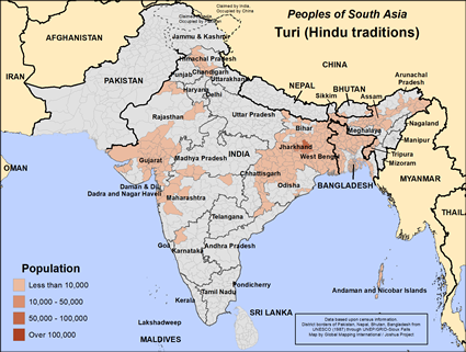 Map of Turi (Hindu traditions) in Pakistan