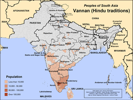 Map of Vannan (Hindu traditions) in India