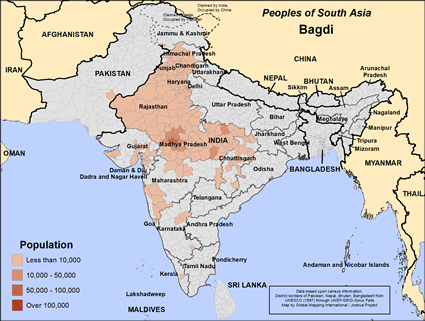 Map of Bagdi in India