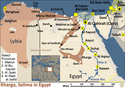Map of Kharga, Selima in Egypt