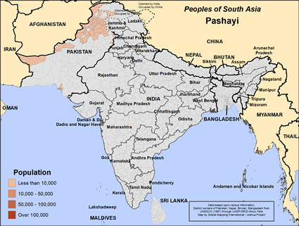 Map of Pashayi in Pakistan