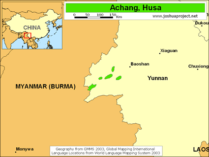 Map of Achang, Husa in China
