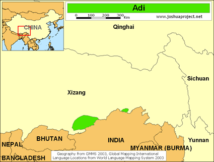Map of Adi in China