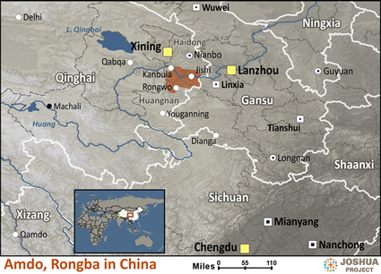 Map of Amdo, Rongba in China