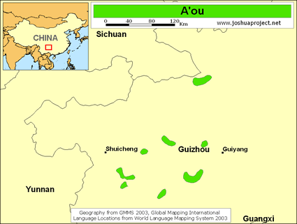 Map of A'ou in China