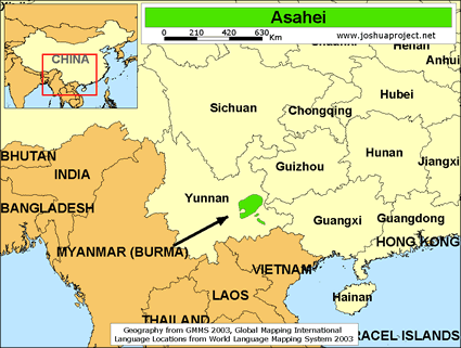 Map of Asahei in China