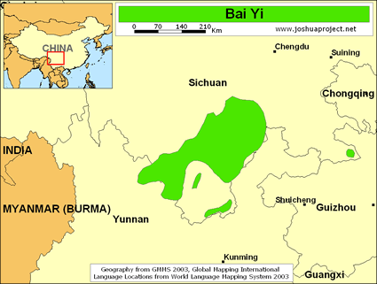 Map of Bai Yi in China
