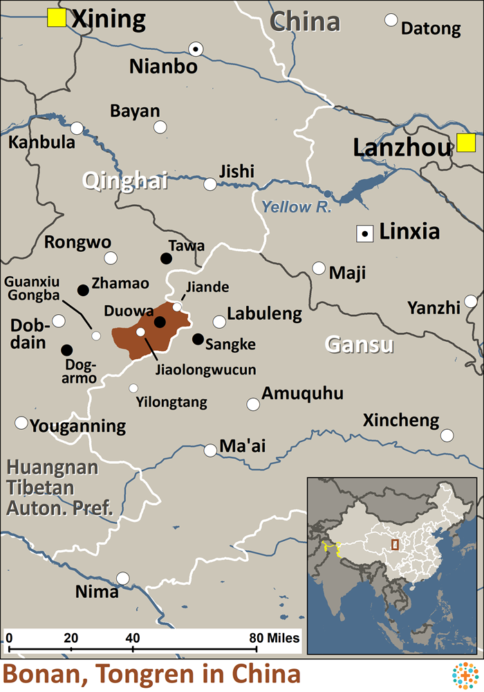 Map of Bonan, Tongren in China