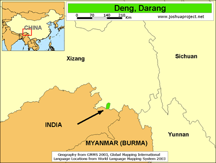 Map of Deng, Darang in China