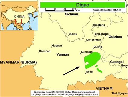 Map of Digao in China