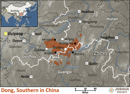 Map of Dong, Southern in China