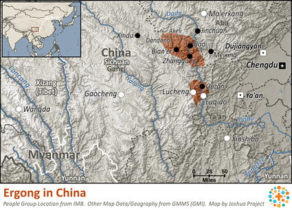 Map of Ergong in China