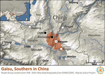 Map of Gaisu, Southern in China