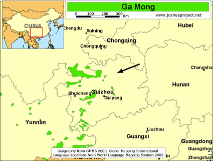 Map of Ga Mong in China