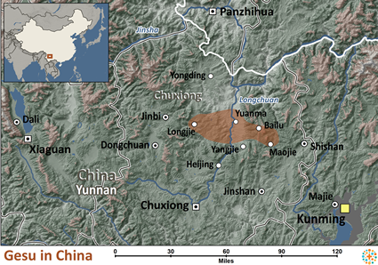 Map of Gesu in China