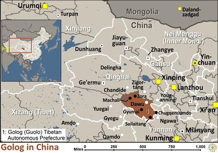 Map of Golog in China