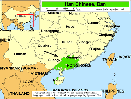 Map of Han Chinese, Dan in China