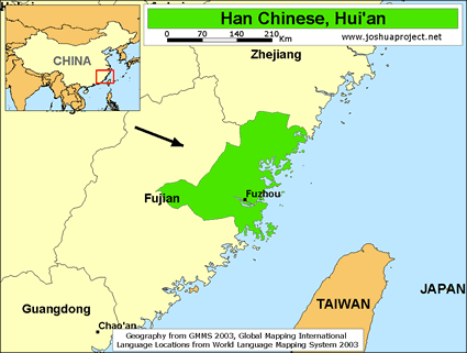 Map of Han Chinese, Hui'an in China