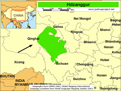 Map of Hdzanggur in China