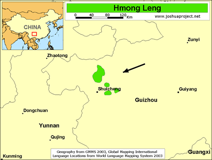 Map of Hmong Leng in China