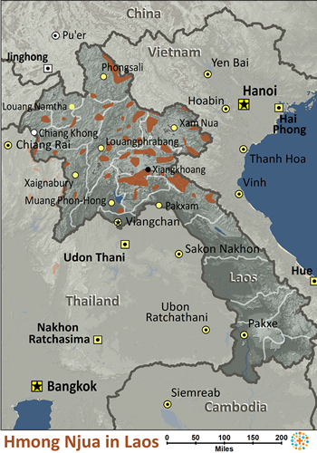 Map of Hmong Njua in Laos