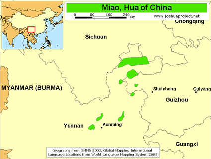 Map of Miao, Hua in Vietnam