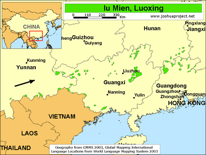 Map of Iu Mien, Luoxiang in China